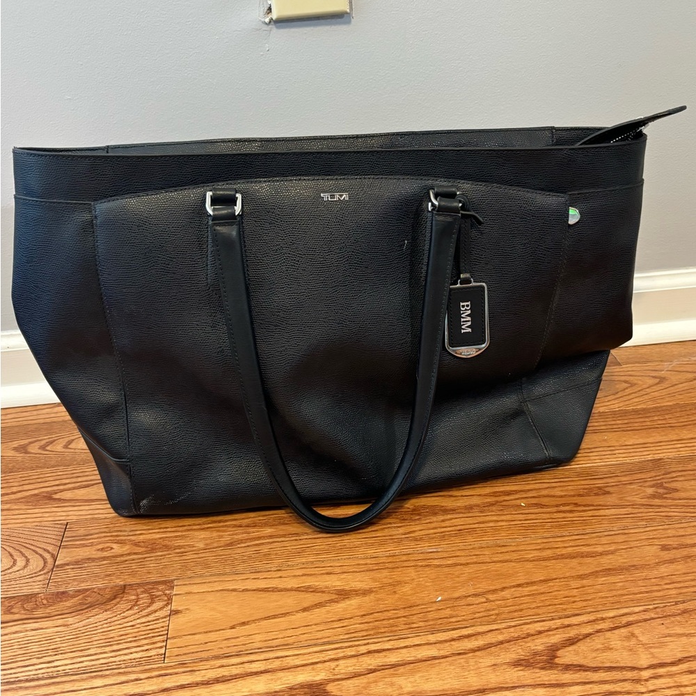 Tumi Sinclair Valerie Black Leather Business Tote Bag-79397D